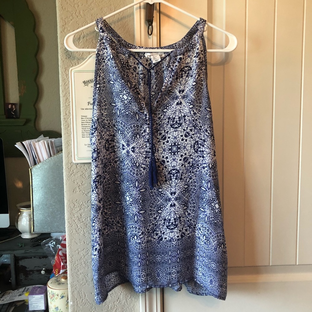 Blue and white tank top